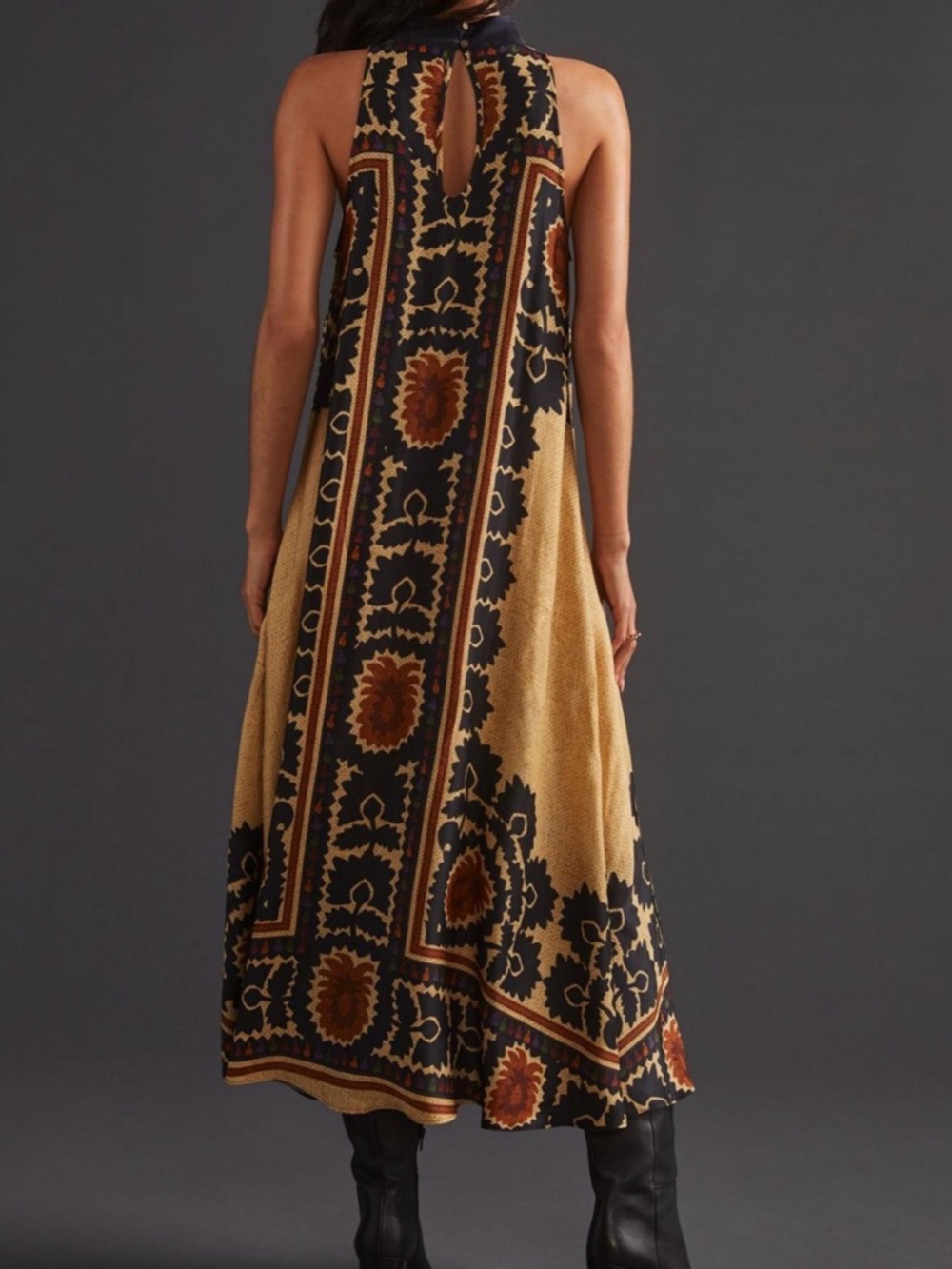 NWT. FARM Rio for Anthropologie Halter Maxi Dress Geometric Pockets XL - Picture 4 of 6